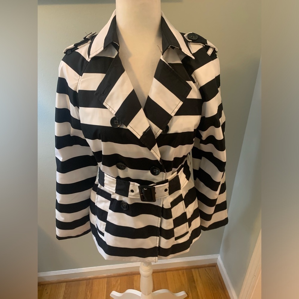 Cynthia Rowley Halloween trench striped coat, size M